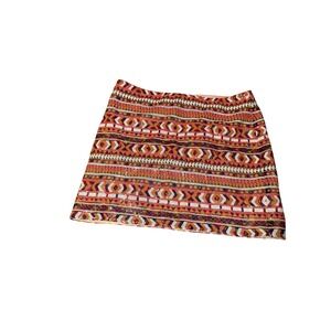 Banana Republic Sequin Tribal Geometric Mini Skirt Orange Pink White